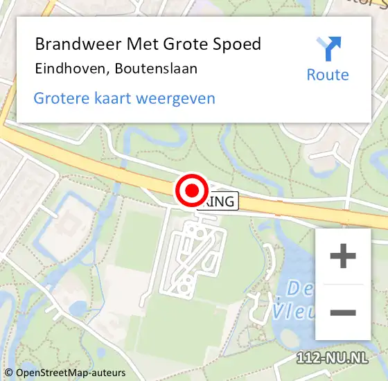Locatie op kaart van de 112 melding: Brandweer Met Grote Spoed Naar Eindhoven, Boutenslaan op 21 september 2018 20:15