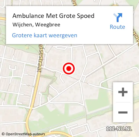 Locatie op kaart van de 112 melding: Ambulance Met Grote Spoed Naar Wijchen, Weegbree op 21 september 2018 20:43