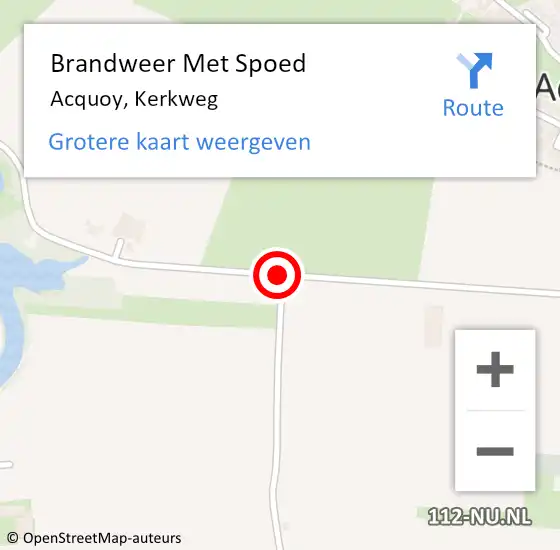 Locatie op kaart van de 112 melding: Brandweer Met Spoed Naar Acquoy, Kerkweg op 21 september 2018 20:43