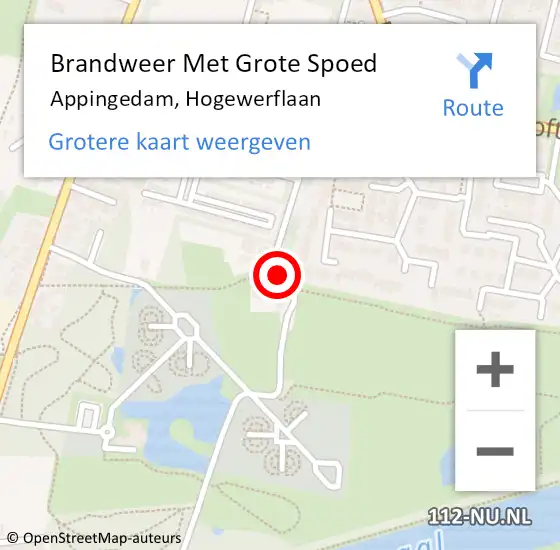 Locatie op kaart van de 112 melding: Brandweer Met Grote Spoed Naar Appingedam, Hogewerflaan op 9 maart 2014 20:00