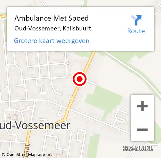 Locatie op kaart van de 112 melding: Ambulance Met Spoed Naar Oud-Vossemeer, Kalisbuurt op 21 september 2018 21:23