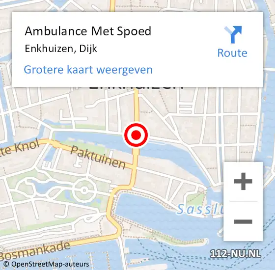 Locatie op kaart van de 112 melding: Ambulance Met Spoed Naar Enkhuizen, Dijk op 21 september 2018 21:30