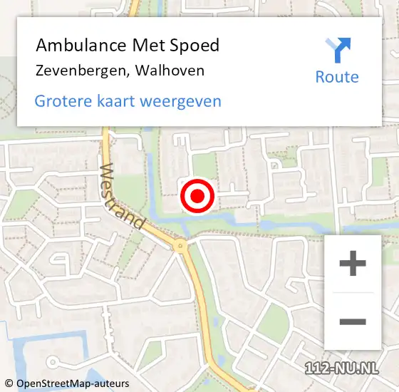 Locatie op kaart van de 112 melding: Ambulance Met Spoed Naar Zevenbergen, Walhoven op 21 september 2018 21:48