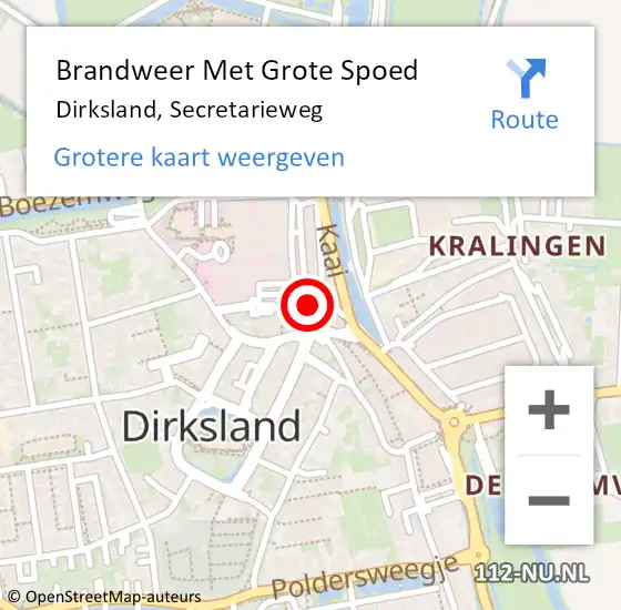 Locatie op kaart van de 112 melding: Brandweer Met Grote Spoed Naar Dirksland, Secretarieweg op 21 september 2018 23:25