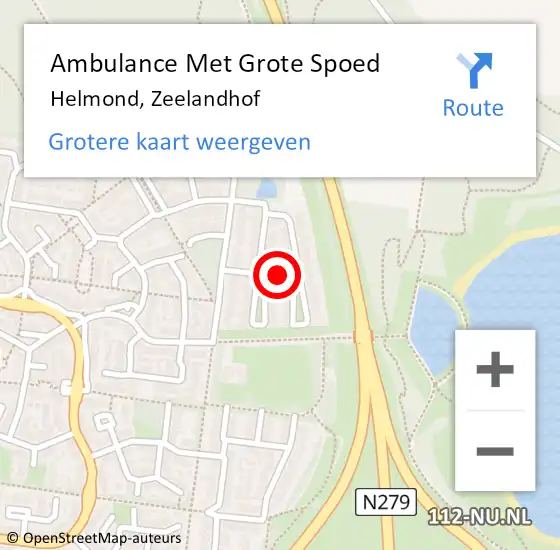 Locatie op kaart van de 112 melding: Ambulance Met Grote Spoed Naar Helmond, Zeelandhof op 21 september 2018 23:35