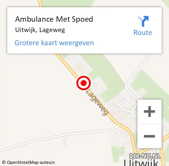 Locatie op kaart van de 112 melding: Ambulance Met Spoed Naar Uitwijk, Lageweg op 9 maart 2014 20:12