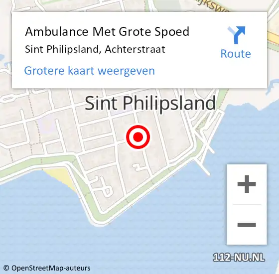 Locatie op kaart van de 112 melding: Ambulance Met Grote Spoed Naar Sint Philipsland, Achterstraat op 22 september 2018 00:38