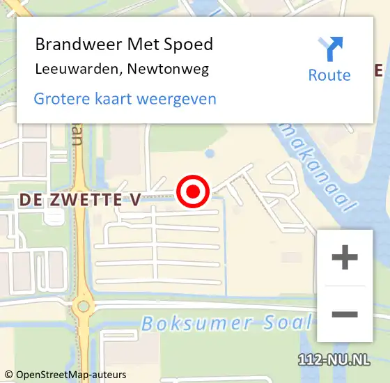 Locatie op kaart van de 112 melding: Brandweer Met Spoed Naar Leeuwarden, Newtonweg op 22 september 2018 00:47