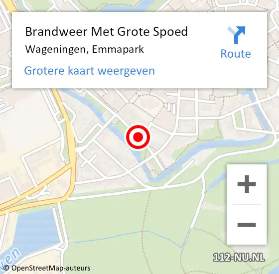 Locatie op kaart van de 112 melding: Brandweer Met Grote Spoed Naar Wageningen, Emmapark op 22 september 2018 01:43