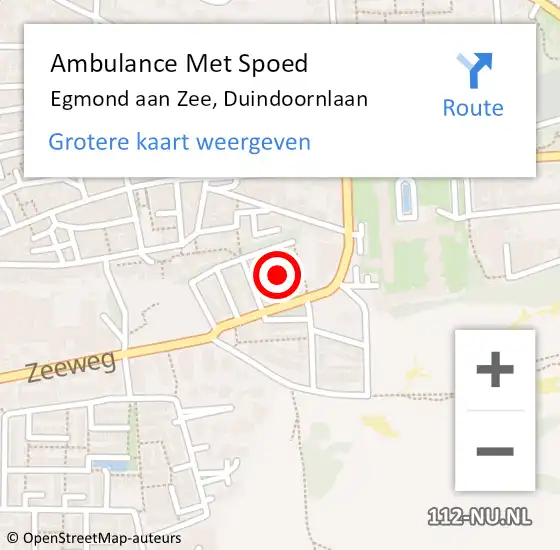 Locatie op kaart van de 112 melding: Ambulance Met Spoed Naar Egmond aan Zee, Duindoornlaan op 22 september 2018 01:57