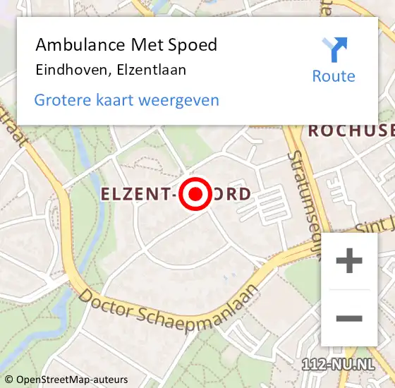 Locatie op kaart van de 112 melding: Ambulance Met Spoed Naar Eindhoven, Elzentlaan op 22 september 2018 02:03
