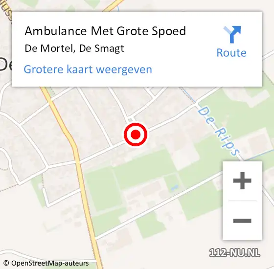 Locatie op kaart van de 112 melding: Ambulance Met Grote Spoed Naar De Mortel, De Smagt op 22 september 2018 02:12