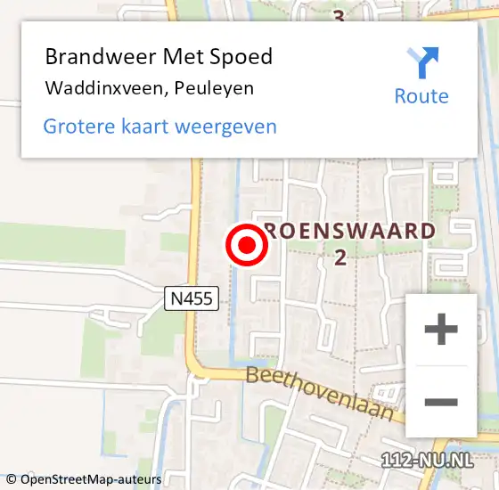 Locatie op kaart van de 112 melding: Brandweer Met Spoed Naar Waddinxveen, Peuleyen op 9 maart 2014 20:19