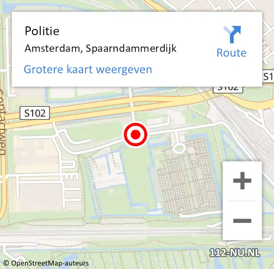 Locatie op kaart van de 112 melding: Politie Amsterdam, Spaarndammerdijk op 22 september 2018 02:50