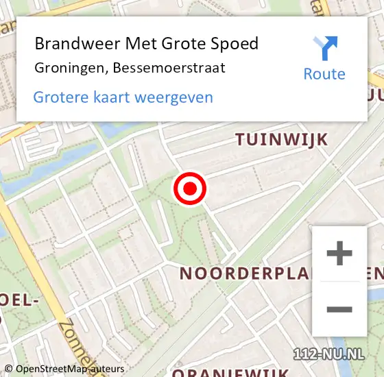 Locatie op kaart van de 112 melding: Brandweer Met Grote Spoed Naar Groningen, Bessemoerstraat op 22 september 2018 04:00