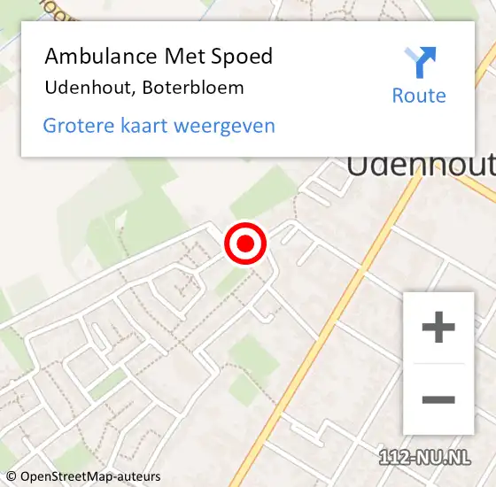 Locatie op kaart van de 112 melding: Ambulance Met Spoed Naar Udenhout, Boterbloem op 22 september 2018 05:20