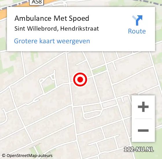 Locatie op kaart van de 112 melding: Ambulance Met Spoed Naar Sint Willebrord, Hendrikstraat op 22 september 2018 07:11