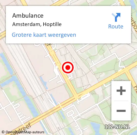 Locatie op kaart van de 112 melding: Ambulance Amsterdam, Hoptille op 22 september 2018 08:01