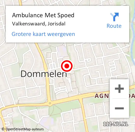 Locatie op kaart van de 112 melding: Ambulance Met Spoed Naar Valkenswaard, Jorisdal op 22 september 2018 08:07