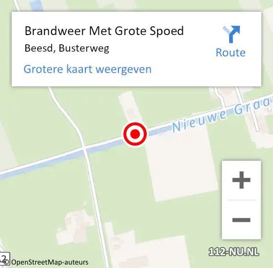 Locatie op kaart van de 112 melding: Brandweer Met Grote Spoed Naar Beesd, Busterweg op 22 september 2018 08:25