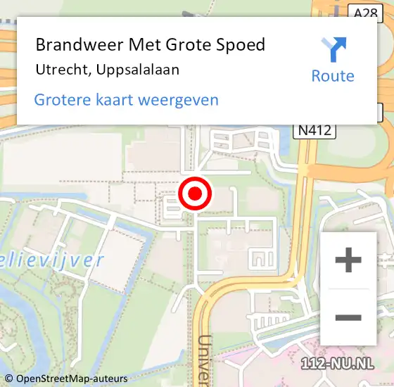 Locatie op kaart van de 112 melding: Brandweer Met Grote Spoed Naar Utrecht, Uppsalalaan op 22 september 2018 08:47