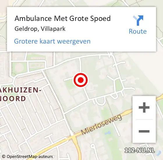 Locatie op kaart van de 112 melding: Ambulance Met Grote Spoed Naar Geldrop, Villapark op 22 september 2018 08:49