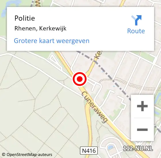 Locatie op kaart van de 112 melding: Politie Rhenen, Kerkewijk op 22 september 2018 08:59