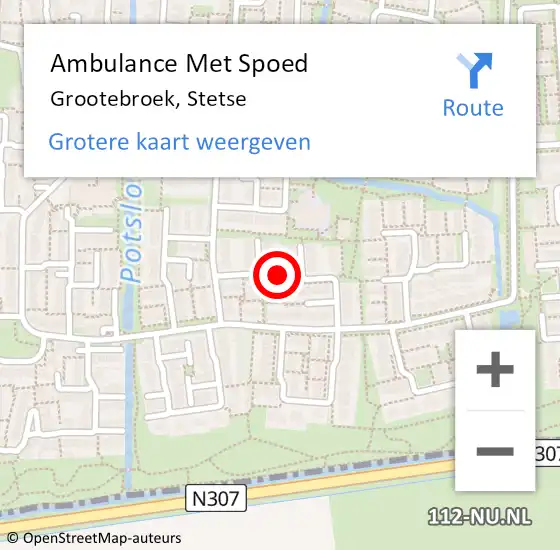 Locatie op kaart van de 112 melding: Ambulance Met Spoed Naar Grootebroek, Stetse op 22 september 2018 09:53