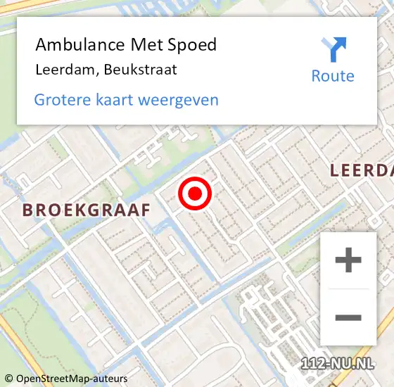 Locatie op kaart van de 112 melding: Ambulance Met Spoed Naar Leerdam, Beukstraat op 22 september 2018 09:56