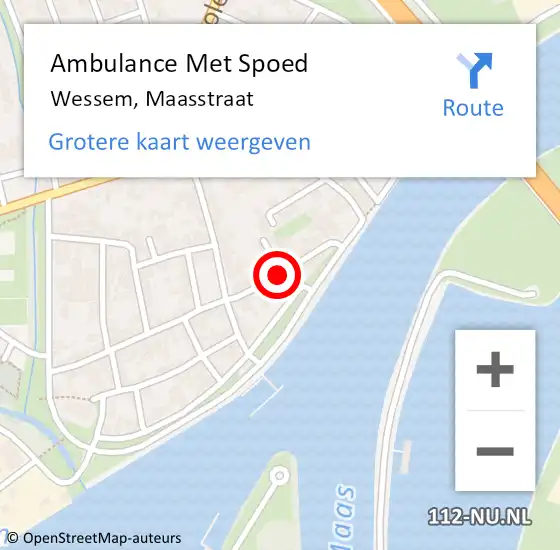 Locatie op kaart van de 112 melding: Ambulance Met Spoed Naar Wessem, Maasstraat op 22 september 2018 10:28