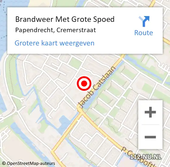 Locatie op kaart van de 112 melding: Brandweer Met Grote Spoed Naar Papendrecht, Cremerstraat op 22 september 2018 10:54