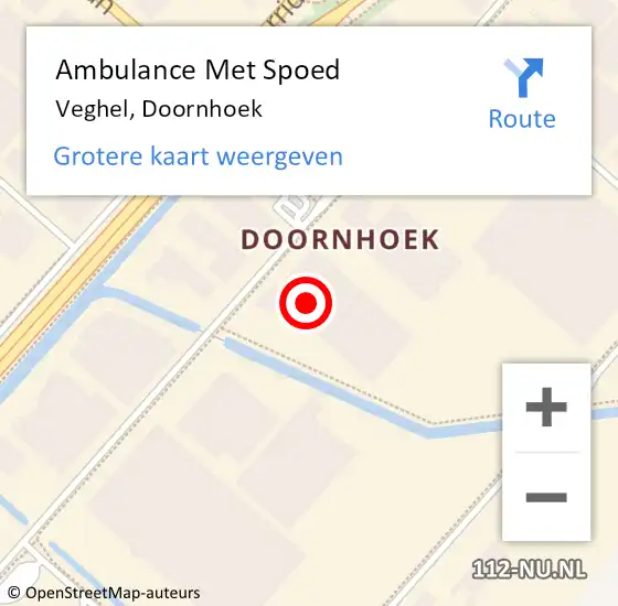 Locatie op kaart van de 112 melding: Ambulance Met Spoed Naar Veghel, Doornhoek op 22 september 2018 11:37