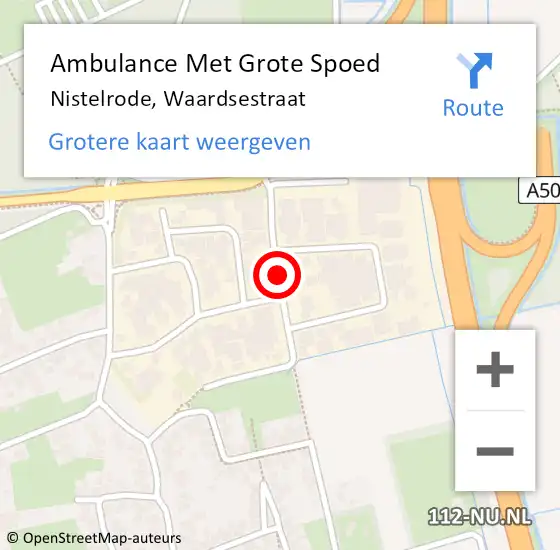 Locatie op kaart van de 112 melding: Ambulance Met Grote Spoed Naar Nistelrode, Waardsestraat op 22 september 2018 11:47