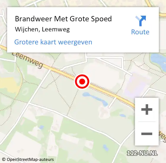 Locatie op kaart van de 112 melding: Brandweer Met Grote Spoed Naar Wijchen, Leemweg op 22 september 2018 12:09