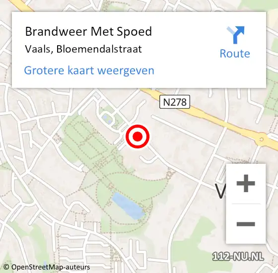 Locatie op kaart van de 112 melding: Brandweer Met Spoed Naar Vaals, Bloemendalstraat op 22 september 2018 12:14