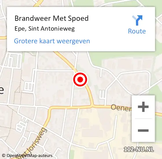 Locatie op kaart van de 112 melding: Brandweer Met Spoed Naar Epe, Sint Antonieweg op 22 september 2018 12:14