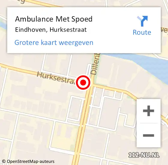 Locatie op kaart van de 112 melding: Ambulance Met Spoed Naar Eindhoven, Hurksestraat op 22 september 2018 12:24