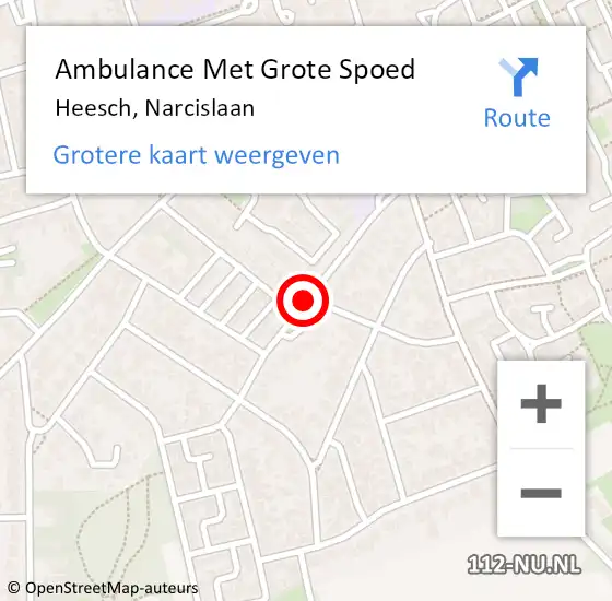 Locatie op kaart van de 112 melding: Ambulance Met Grote Spoed Naar Heesch, Narcislaan op 22 september 2018 12:27