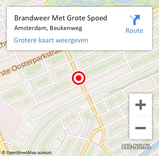Locatie op kaart van de 112 melding: Brandweer Met Grote Spoed Naar Amsterdam, Beukenweg op 22 september 2018 12:34