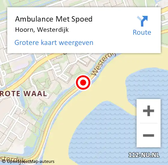 Locatie op kaart van de 112 melding: Ambulance Met Spoed Naar Hoorn, Westerdijk op 22 september 2018 12:39