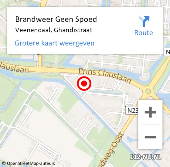 Locatie op kaart van de 112 melding: Brandweer Geen Spoed Naar Veenendaal, Ghandistraat op 22 september 2018 12:42