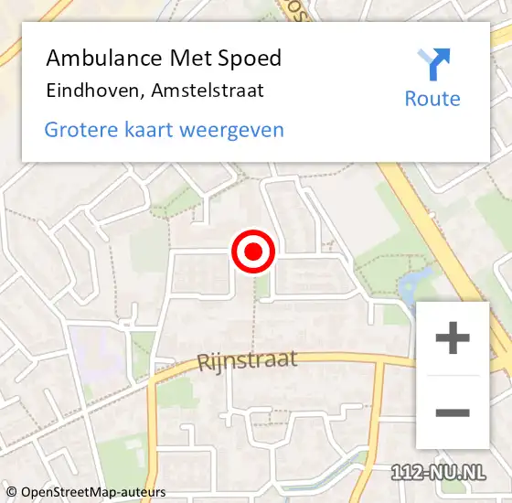 Locatie op kaart van de 112 melding: Ambulance Met Spoed Naar Eindhoven, Amstelstraat op 22 september 2018 12:58