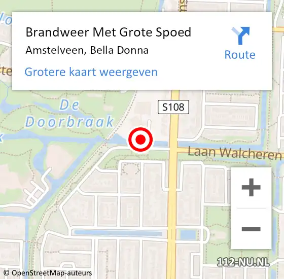 Locatie op kaart van de 112 melding: Brandweer Met Grote Spoed Naar Amstelveen, Bella Donna op 22 september 2018 13:30