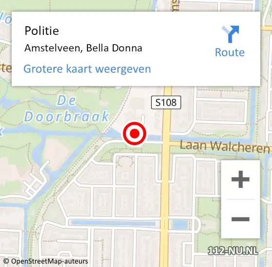 Locatie op kaart van de 112 melding: Politie Amstelveen, Bella Donna op 22 september 2018 13:32