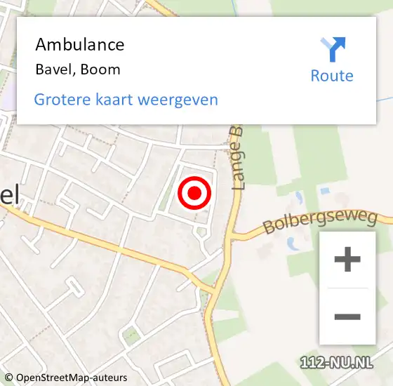 Locatie op kaart van de 112 melding: Ambulance Bavel, Boom op 22 september 2018 13:44