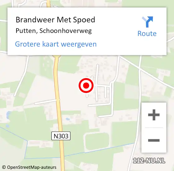 Locatie op kaart van de 112 melding: Brandweer Met Spoed Naar Putten, Schoonhoverweg op 22 september 2018 14:29