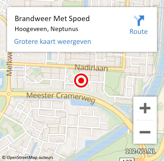 Locatie op kaart van de 112 melding: Brandweer Met Spoed Naar Hoogeveen, Neptunus op 9 maart 2014 21:32