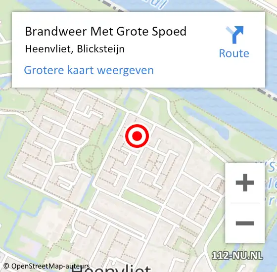 Locatie op kaart van de 112 melding: Brandweer Met Grote Spoed Naar Heenvliet, Blicksteijn op 22 september 2018 15:43