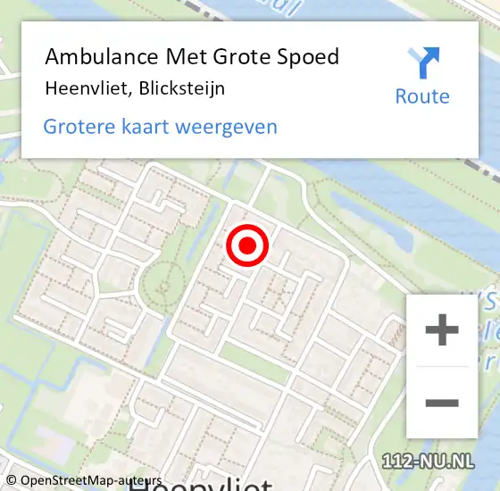 Locatie op kaart van de 112 melding: Ambulance Met Grote Spoed Naar Heenvliet, Blicksteijn op 22 september 2018 15:43