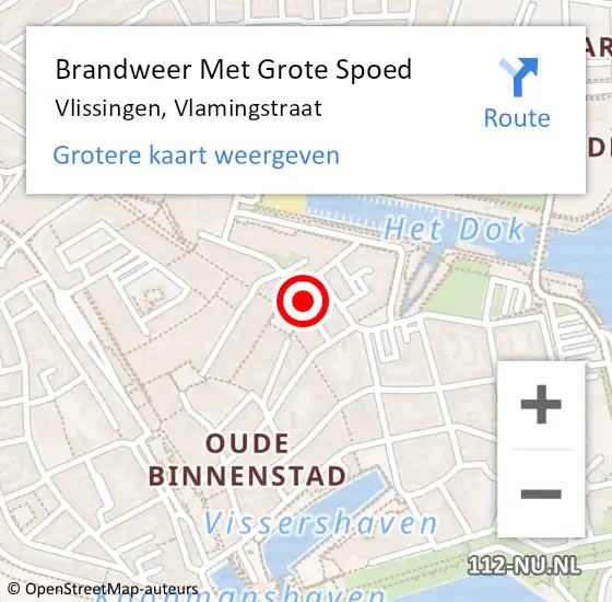 Locatie op kaart van de 112 melding: Brandweer Met Grote Spoed Naar Vlissingen, Vlamingstraat op 22 september 2018 15:46